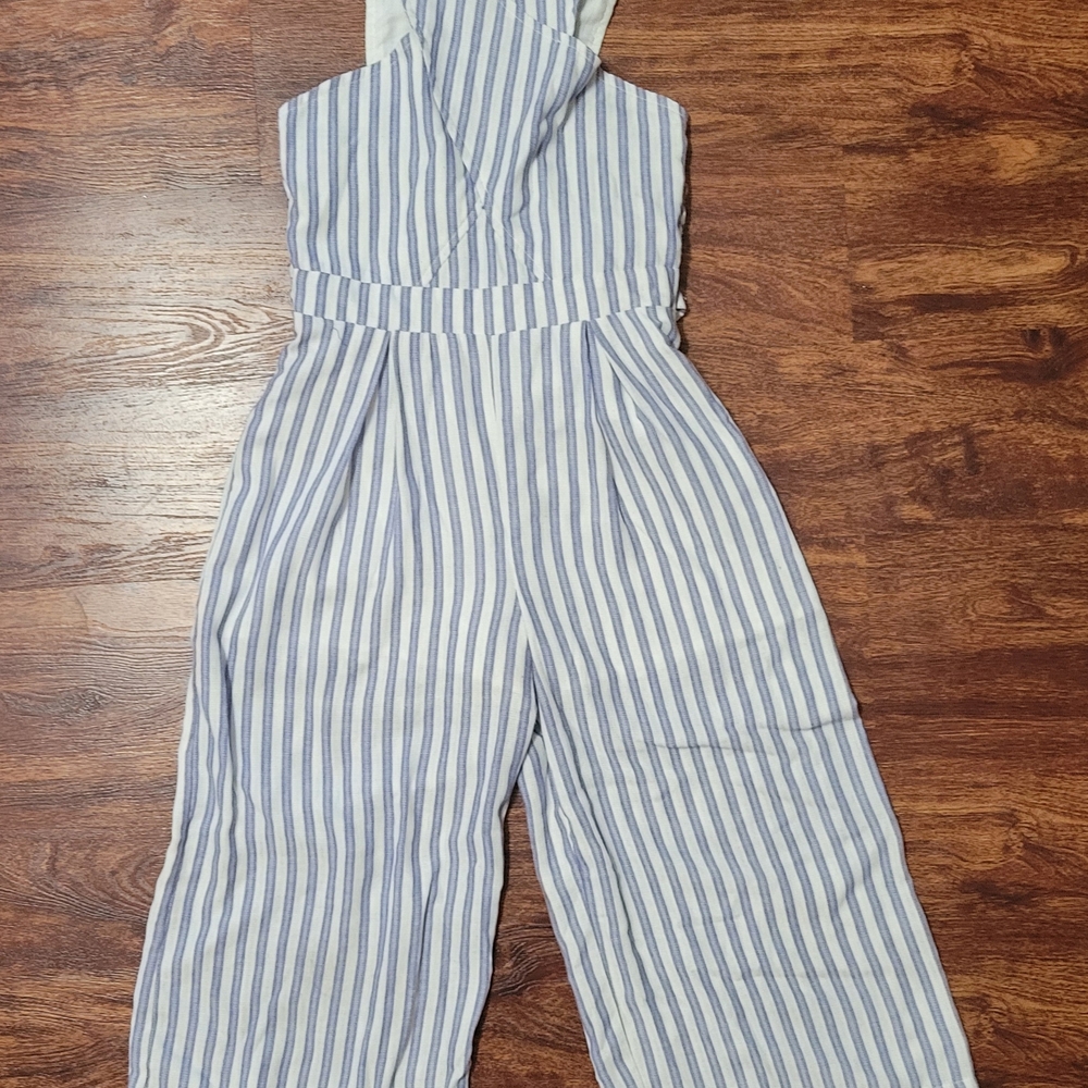 Striped Blue and White Kids Jumpsuit